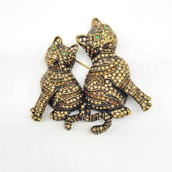 Heidi Daus Champagne Diamond Swarovski Crystal Kitten with Mama Cat RARE VINTAGE - Picture 4 of 12